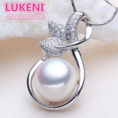 Small incense wind Zircon Leaves style S925 Sterling silver 10-11mm Natural pearl Pendant For women Free shipping