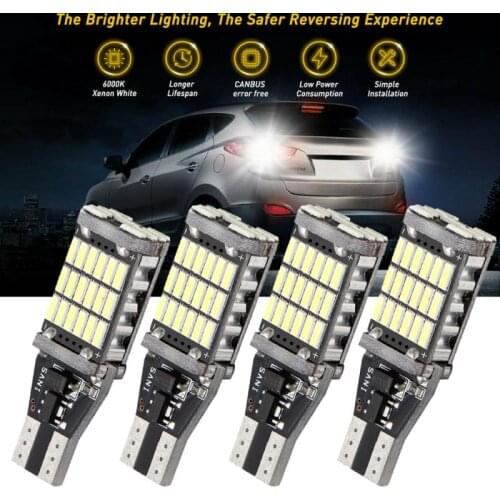 1/2/4PCS 12V T15 W16W LED 921 912 Super Bright 45 SMD 4014 LED Canbus Car Backup Stop Reserve Light Brake Lamp White Car Parts