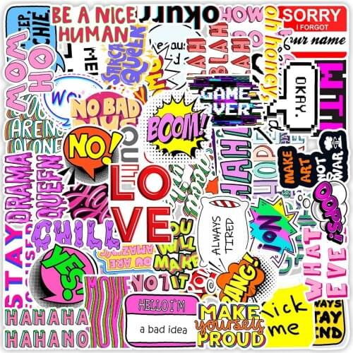 10/30/50PCS Motivational English Phrases Sentences Stickers DIY Fridge Laptop Luggage Skateboard Graffiti Joke Sticker
