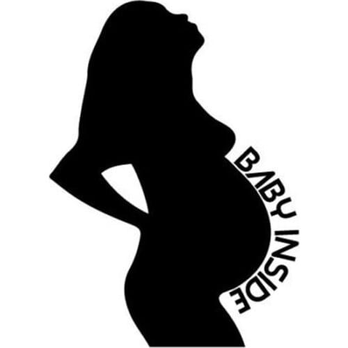 11.7*16CM Fashion Vinyl Car Sticker BABY INSIDE Cool Pregnant Woman Car Safety Sign Decal Black/Silver C9-2322