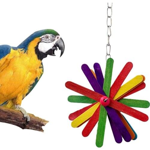 2PCS Legendog Wood Bird Chew Toy Rotatable Floral Hanging Bird Toy Parrot Chewing Toy Bird Colorful Cage Hanging Decor