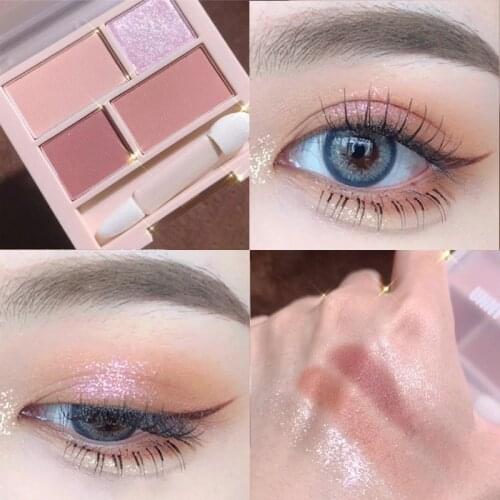 4-color Eyeshadow Matte Pearl Shimmering Earth Color Easy To Color Natural Makeup Waterproof Non-marking Cosmetics TSLM1