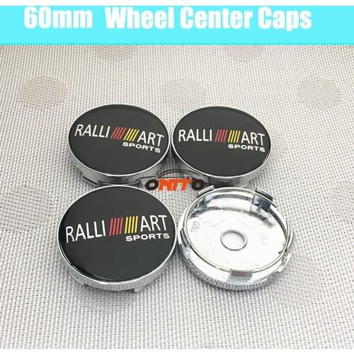 4pcs/set 60mm RALLIART Car Wheel Center hub caps 56MM Metal Car Badge Emblems stickers covers For RalliArt Auto Accessories