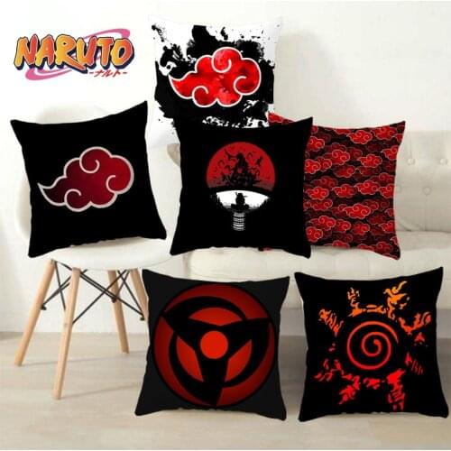 45CM Anime Naruto Pillow Cases Cartoon Sharingan Square Pillowcase Xmas Flax Zippered Pillow Cover for Home Sofa Car Decoration