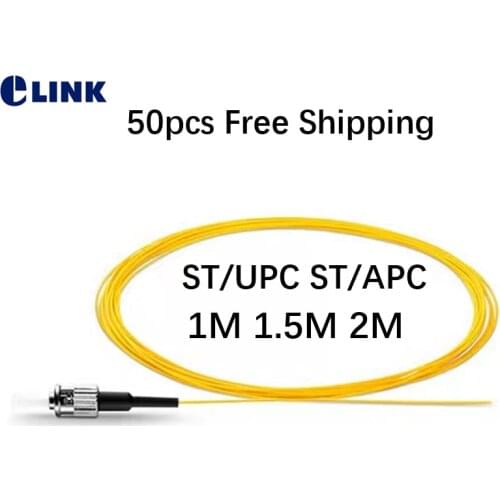 50pcs ST fiber pigtails 0.9mm SM ST/UPC ST/APC 1m 1.5m 2mtr optical fibre pigtail yellow cable 9/125um ftth free Shipping ELINK