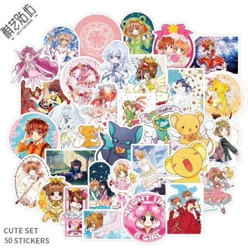 50PCS/lot NEW lovely Cartoon Anime Card Captor Sakura Sticker Stickers PVC decoration Model toys Gift
