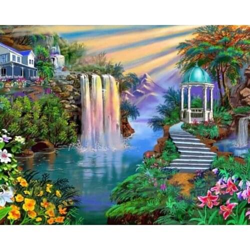 K2060 YIKEE Diamond Painting Full Drill Kit "Waterfall Wonderland" Diamond Embroidery 5D DIY Diamonds Mosaic Cross Stitch