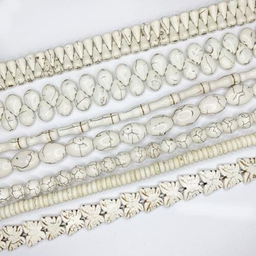 White Turquoises Howlite Stone Loose Spacer Beads for Jewelry Making Mix-Shape Handmade DIY Necklace Bracelet Accessories B489