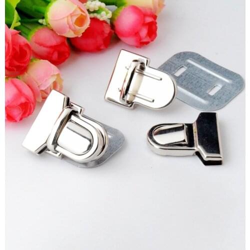 Free Shipping-10 Sets Silver Tone Trunk Lock Handbag Bag Accessories Purse Snap Clasps/ Closure Locks 33x29mm J2851