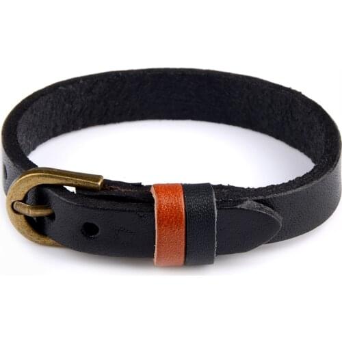New Genuine Leather Bracelet Men Simple Charm Wristband Wrap Bangle Vintage Punk Jewelry For Men Women