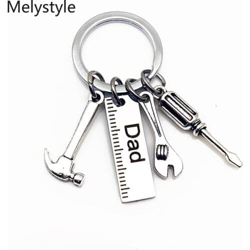 2019 Men Keyring Dad/Grandpa Stainless Steel keychain Fix-Tool Screwdriver Wrench Ruler Fathers-Day Gift Key Chain Jewelry