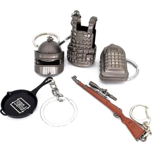 PUBG Keychain Battle Grounds Keychain Helmet Pan 98K Gun Alloy Keyring Jewelry FPS Game Fans Gift llaveros mujer brelok High