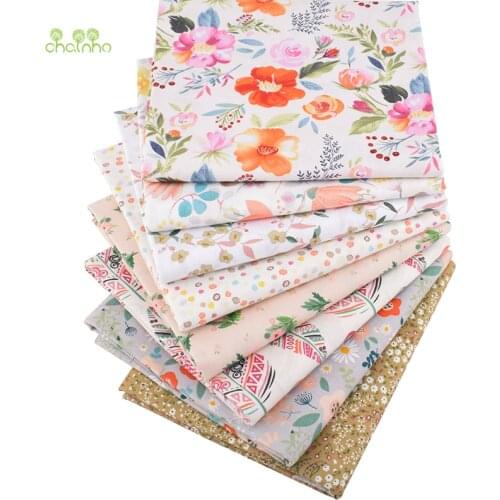 Chainho,New Floral Series,Printed Twill Cotton Fabric,Patchwork Cloth For DIY Sewing Quilting Baby&Childrens Material,100x160cm