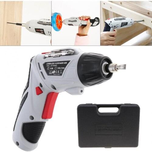 48pcs/set 4.8V Mini 220rpm 110 / 220V Rechargeable Electric Screwdriver with 90-180 Degrees Rotating Head and LED Light for DIY