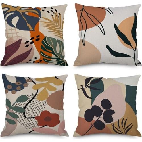 Hot XD-Flower Abstract Decorative Pillows Case Leaves Printed Pillow Cover Decor Sofa Cushion Cover Throw Pillowcase 45X45cm