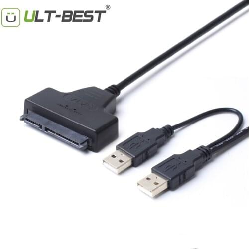 10PCS ULT-Best USB 2.0 to SATA USB2.0 Serial ATA 22pin Adapter Cable External Hard Disk Drive Cord for 2.5 Inch HDD SSD 50CM