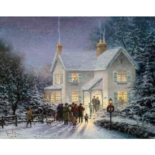 Evening Carolers Thomas Kinkade HD Canvas Print Living Room Bedroom Wall Pictures Art Painting Home Decoration No Frame
