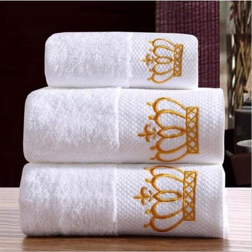White Crown Embroidered Cotton Hotel Towel Set Face Towels Adult Bath Towels Customizable Absorbent Hand Towel