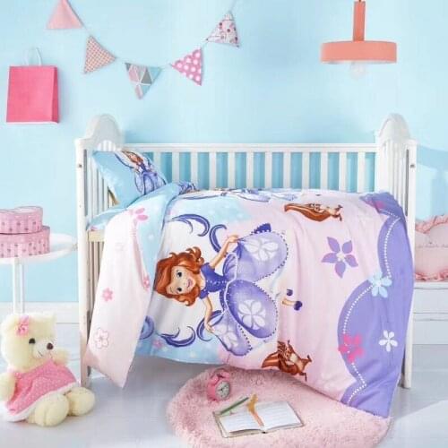 Disney cot Bedding Set sofia Minnie Mickey mouse frozen elsa children boy girl soft bed set duvet cover pillowcase kids gifts