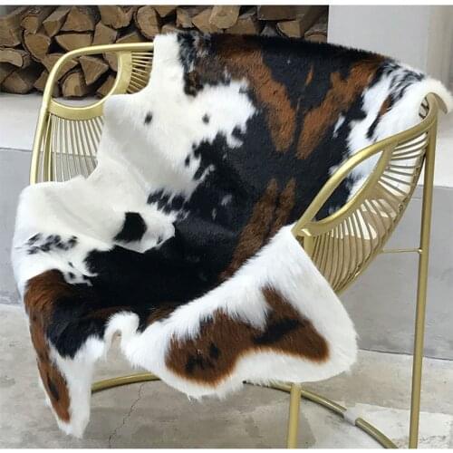 Faux Fur Rug Cow Animal Pattern Leopard Spot Print Floor Mat Chair Cover Furry Fluffy Bedroom Living Home Room Seat Pad Carpet