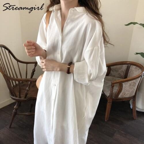 Pink Maxi Dress Shirt For Women Dresses Autumn Office Long Sleeve Dresses For Women Casual Cotton Linen Shirt Dress Woman 2020