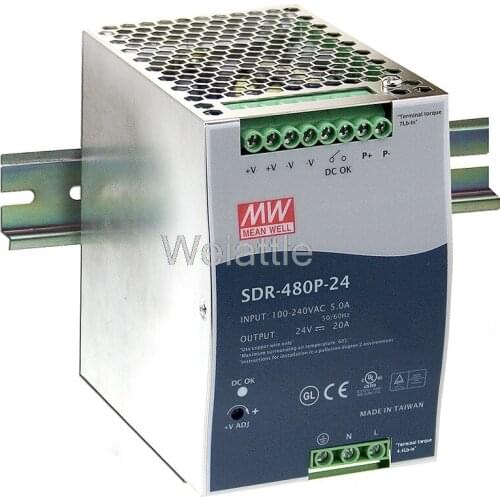 MEAN WELL original SDR-480P-24 24V 20A meanwell SDR-480P 24V 480W Industrial DIN RAIL with PFC and Parallel Function