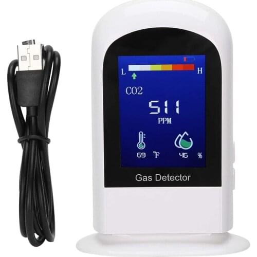 Air Quality Monitor CO2 Temperature Humidity Detector Portable USB Rechargeable Digital Display For Home Office