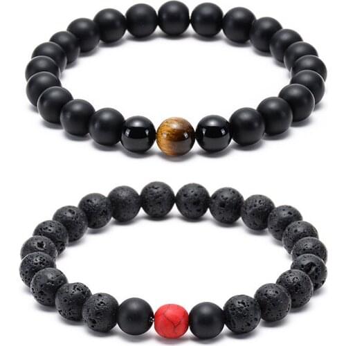 Jewelry Set Couple Friendship Bangle Combination Volcanic Rock White Turquoise Volcanic Rock Multi-style Charm Dainty Bracelet