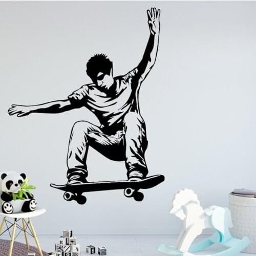 Cool Man Skateboarding Wall Stickers Living Room Bedroom PVC Decer Vinyl Removable Wallpapr Self Adhesive Wall Art Accessories