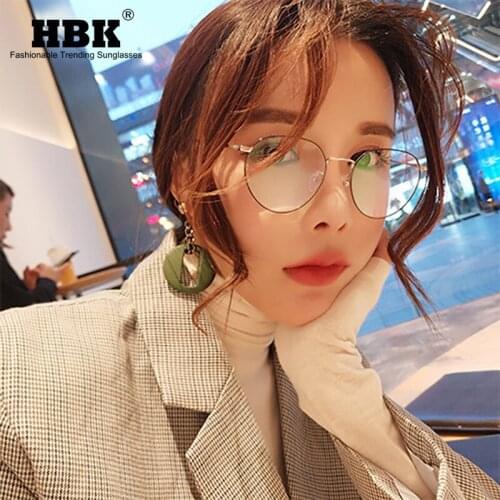 HBK Round Blue Light Glasses Frame Women Men Ultralight Prescription Eyeglasses Retro Optical Frame Computer Transparent Lens