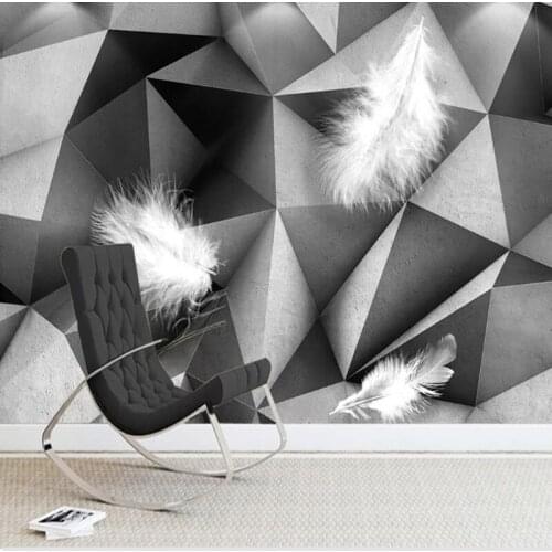 Custom papel de parede 3d, geometric feather mural for living room background home decoration waterproof wallpaper