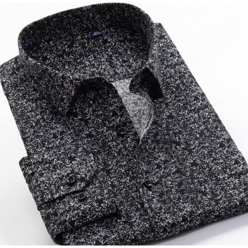 Large Size Flower Print Mens Fashion Casual Long Sleeve Shirt 2020 Autumn New Youth Brand Shirt