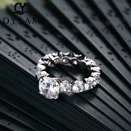 Dylam 925 Sterling Silver Zircon Ring High-end Fashion Wedding Engagement Ring Jewelry Female Birthday Gift