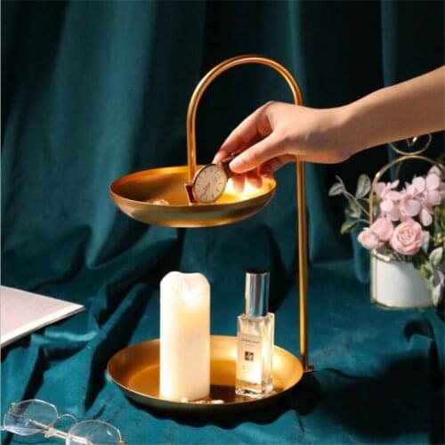 Make Up storage Rack Gold Black Two Layers Dessert Jewelry Tray Iron Organizer Shelf
