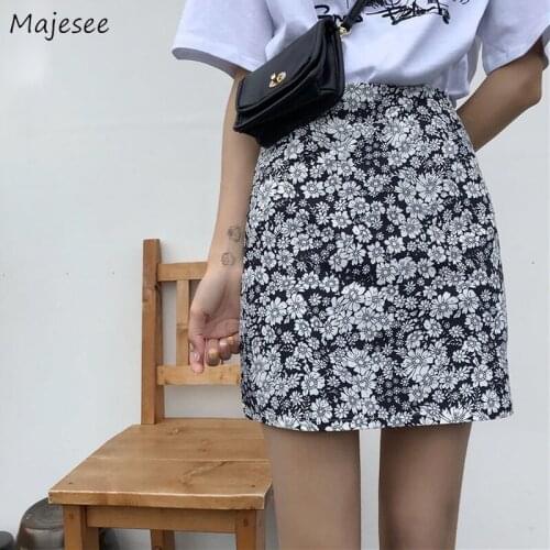 Skirts Women Floral Leisure Sexy Ladies Mini High Waist Slim Harajuku All-match Fashion Simple Students Ulzzang Vintage Retro