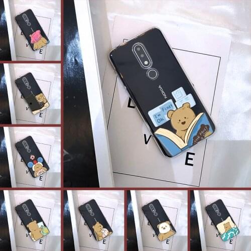 Back Cover For Nokia 3.2 4.2 Cute Bear Kawaii Cartoon Funny Simple Phone Case Silicone For Nokia 2.1 3.1 5.1 6.1 7.1 Plus