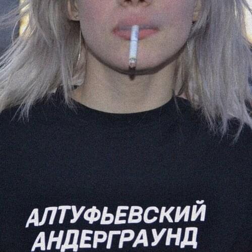 Womens Clothing Letter Print T-shirt With Russia Inscription Fashion 100% Cotton O-neck Black T-Shirt Female Tees