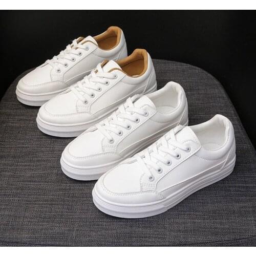 New Women Sneakers Leather Shoes Spring Trend Casual Flats Sneakers Female New Fashion Comfort White Vulcanized Platform Shoes