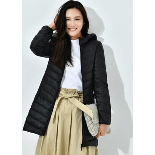 Spring Autumn White Duck Down Jacket Plus Size New Light Thin Down Jackets Women Fashion Slim Long Warm Down Coats RE2010