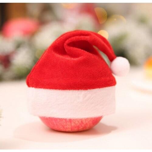 1pc mini lint santa claus hat christmas xmas holiday apple top topper decor