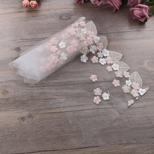 1 Yard Floral Tulle Lace Trim Ribbon Fabric Flower Embroidery Wedding Trim Sewing Accessories 18cm Width