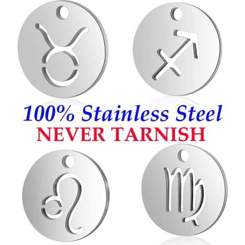 10 Pieces Stainless Steel Zodiac 12 Constellation Charm Wholesale DIY Jewelry Charms Real 316 Steel DIY Charms Never Tarnish