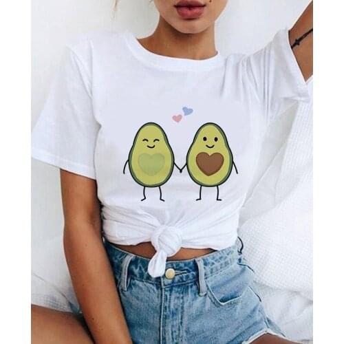 2020 Summer Women T-shirt Lovely avocado Printed Tshirts Casual Tops Tee Harajuku 90s Vintage White tshirt Female Clothing