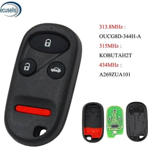 4/3+1 Buttons 315MHZ Remote Car Key Fob for Accord 1998 -2002 FCC: KOBUTAH2T 434MHZ A269ZUA101 313.8MHZ OUCG8D-344H-A