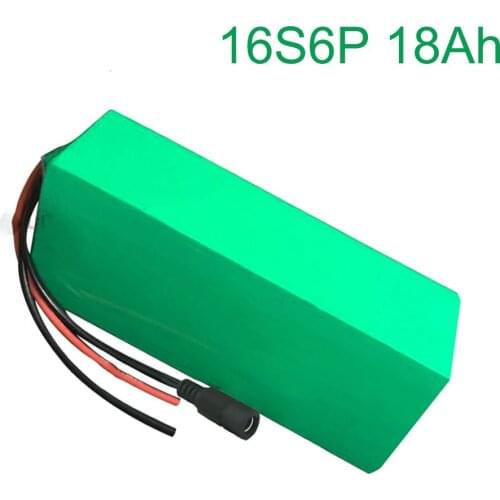 60V 18Ah 16S6P 18650 Li-ion Battery electric two Three wheeled motorcycle bicycle ebike 310*115*70mm