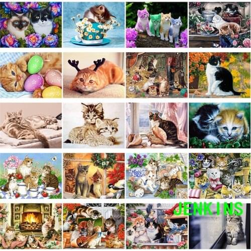 Cat Diamond 5D Diy Diamond Painting Embroidery Animal Cross Stitch Mosaic Paintings Full Round Drill Rhinestones Home Decor Gift