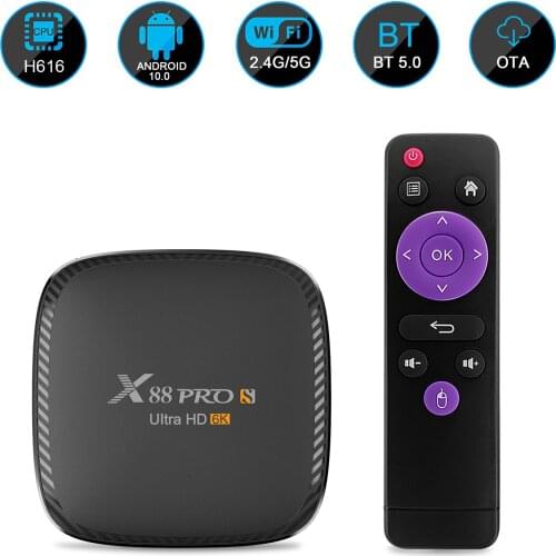 Android 10.0 TV BOX X88 PRO S Allwinner H616 2.4/5G Dual Wifi 6K HD Bluetooth 5.0 Media Player 4GB 32GB TV Receiver Fast TV BOX