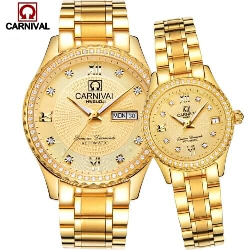 CARNIVAL Brand Automatic Watches Men Women Couple Lovers Fashion Luxury Luminous Mechanical Wristwatch Clock Reloj Hombre Mujer