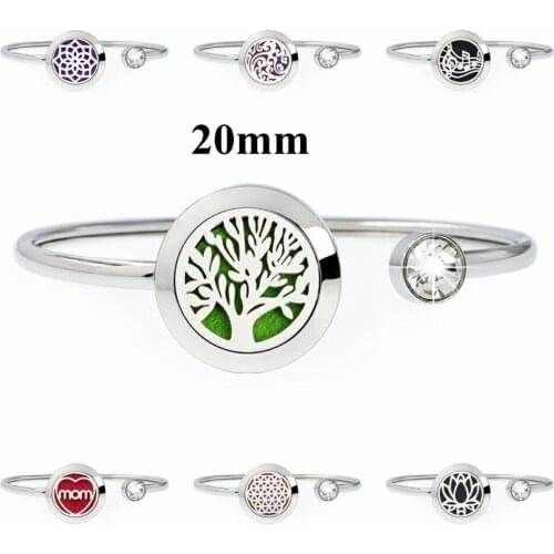 20mm Can Wiggle Up and Down Aroma Locket 316L Stainless Steel Bangle Essential Oils Diffuser Locket Bracelet (Dropship)