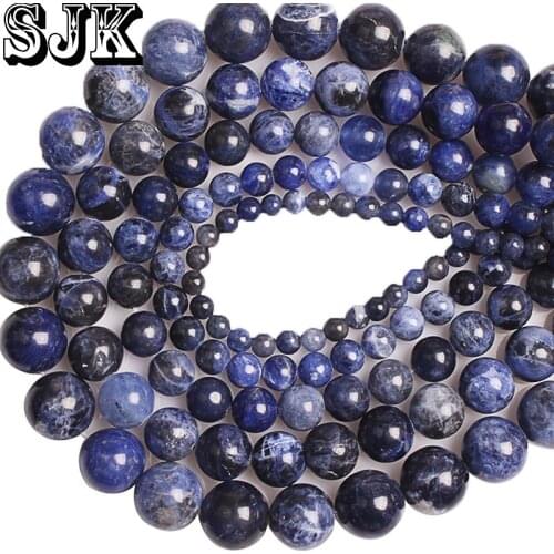 Natural Sodalite Stone Beads Blue Sodalite Stone Round Loose Smooth Beads 4 6 8 10 12 MM For Bracelet Jewelry Making